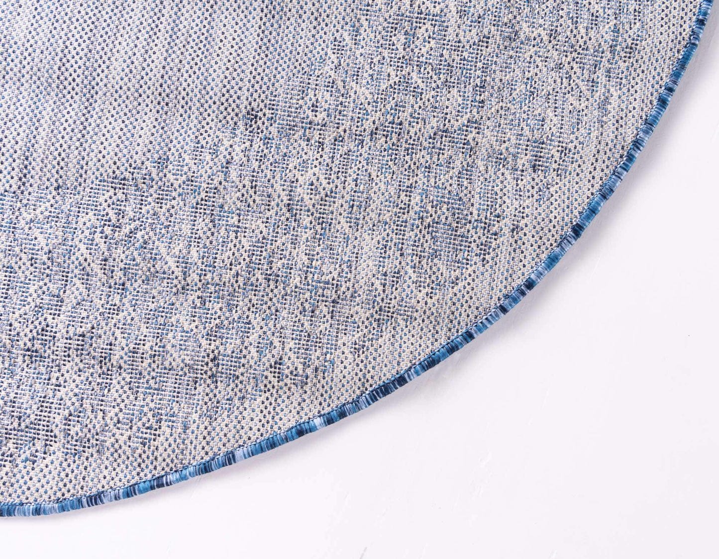Unique Loom Outdoor Border Collection Area Rug - Floral Border (4' 1" Round, Blue/ Ivory)