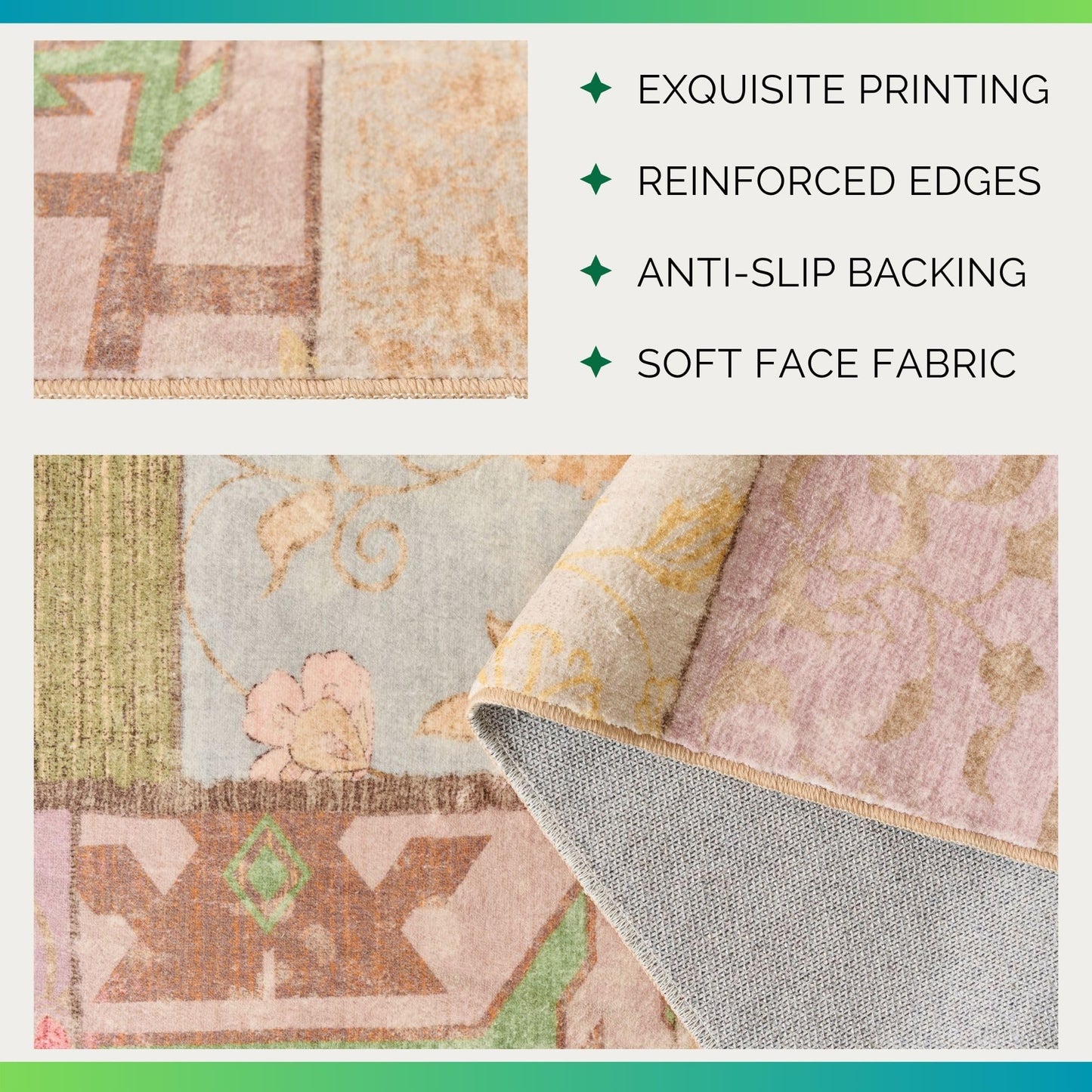 Weaverlane Patchwork Washable Rug Boho Farmhouse (Purple Multi, 5' x 7')