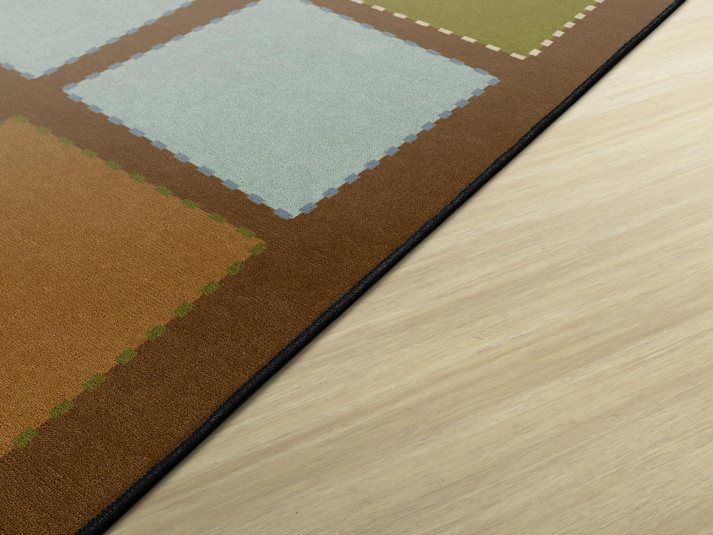 Flagship Carpets Quilted Seating Classroom Educational Area Rug for Kids and Teachers, Durable Quality for Schools, Preschool, Daycare, Learning Centers, and Home, 7'6" x 12' - Earthtone