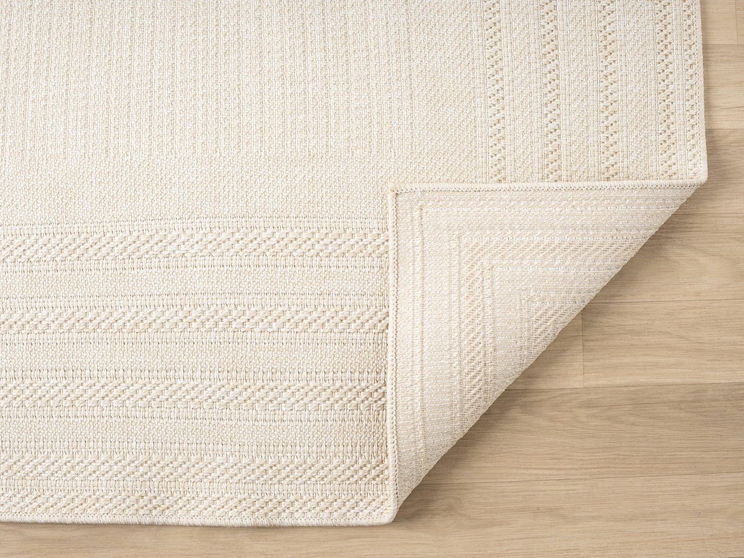 RUGGERRUGS Berry Easy Jute Indoor Outdoor Rug, 5x7 Neutral Bordered Jute Look, Weather Resistant, Easy Care, Lightweight Outdoor Farmhouse Carpet for Patio, Porch, Living Room (5' x 7', Ivory)