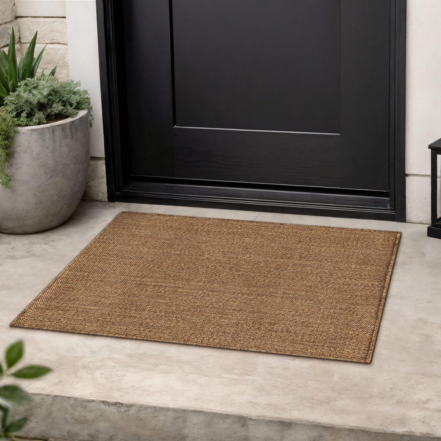 Rugshop Geometric Indoor Outdoor Flat Woven Area Rug,Natural Jute-Style,Easy-Care Patio Rug for Entryway Backyard Porch Deck Balcony, 2' x 3' Natural/Jute