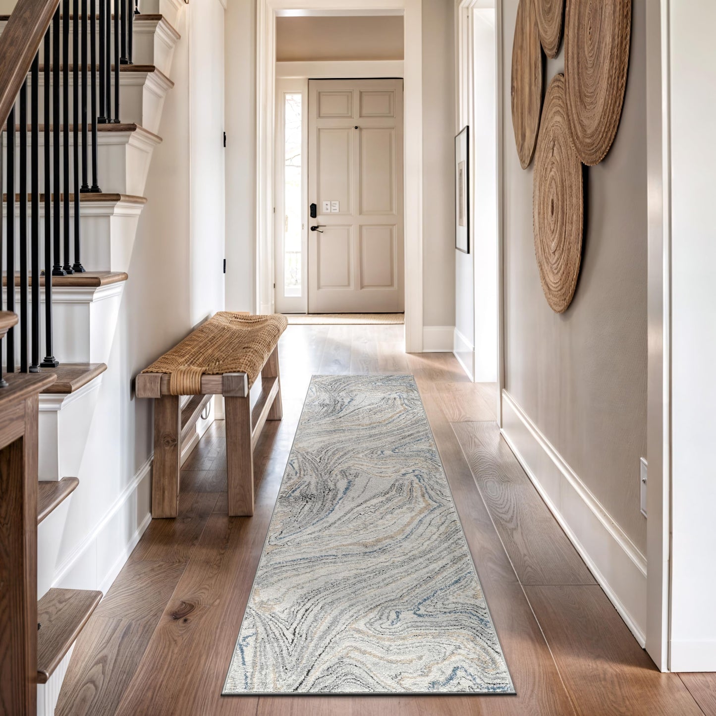 Rugshop Marble Swirl Distressed Gray Area Rug Modern Indoor Rug for Living Room, Bedroom, or Dining 2' 3" x 6' Runner Ideal for Hallway, Kitchen, Entryway, or Behind the Sofa