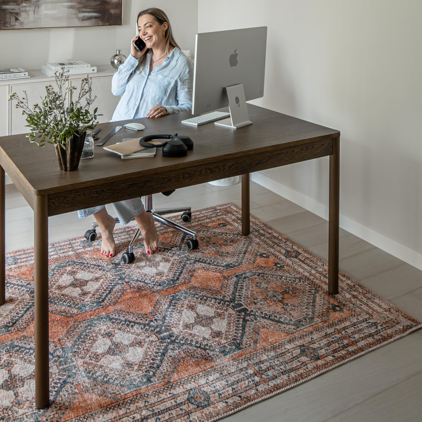 KNOTTING MATTERS Knot Tangelo 5’ x 8’ Area Rug – Tangelo Orange & Clay Heritage Flatweave, Low-Pile – Easy Clean Area Rug – Perfect for Living Room, Dining Room, Bedroom – Pet & Kid Friendly