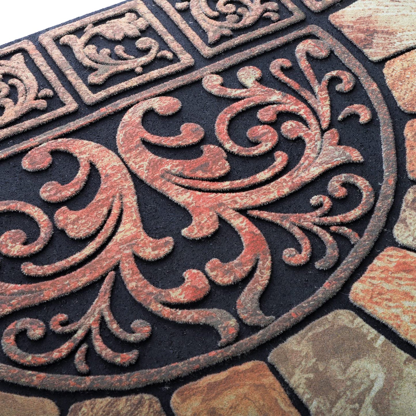 Cedilis Half Round Door Mat, 24 x 36 Inch Front Door Mat, Semi Circle Non-Slip Outdoor Door Mats, Half Circle Rug for Outside Entry, Heavy Duty Rubber Doormat, Low-Profile Welcome Entrance Way Rug