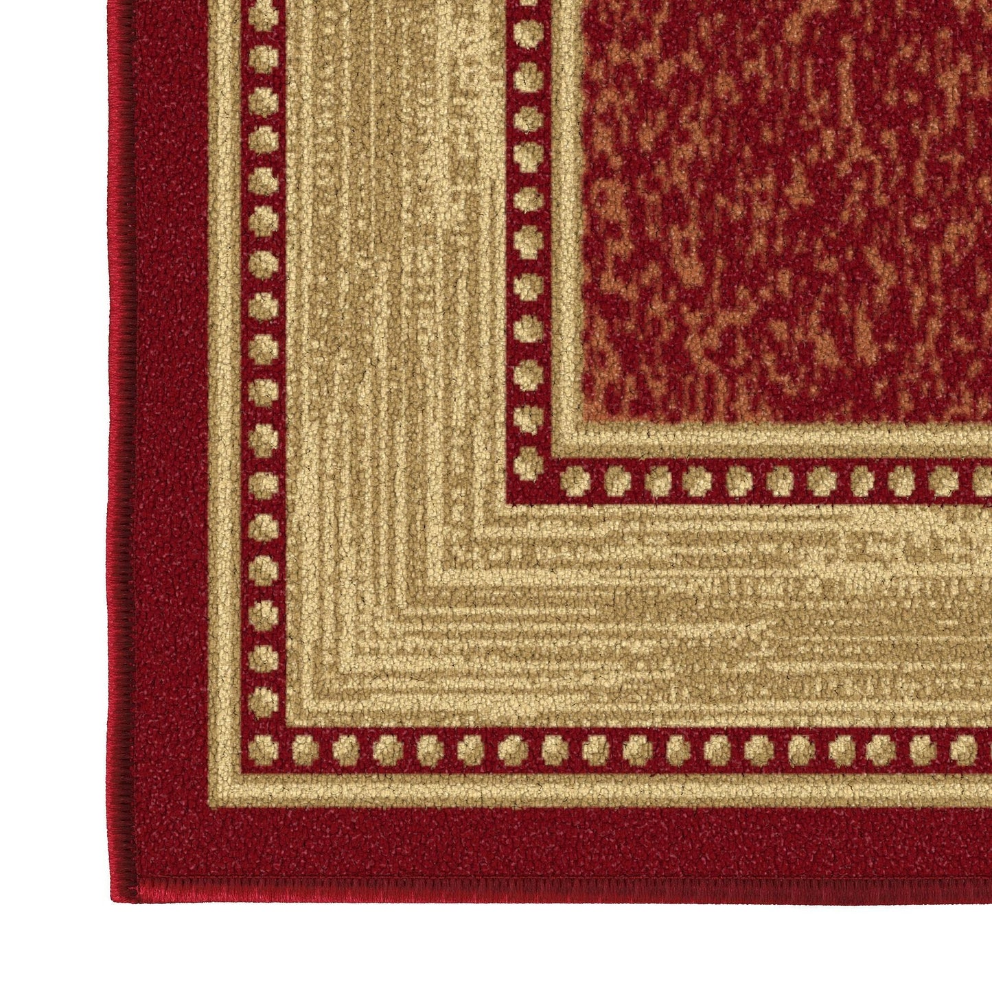 Ottomanson Area Rug 3'3" x 4'7" – Non Slip Rubber Backed Indoor Rug, Low Pile Accent Rug for Living Room, Bedroom, Entryway, Kitchen, Durable Floor Carpet, Border Red