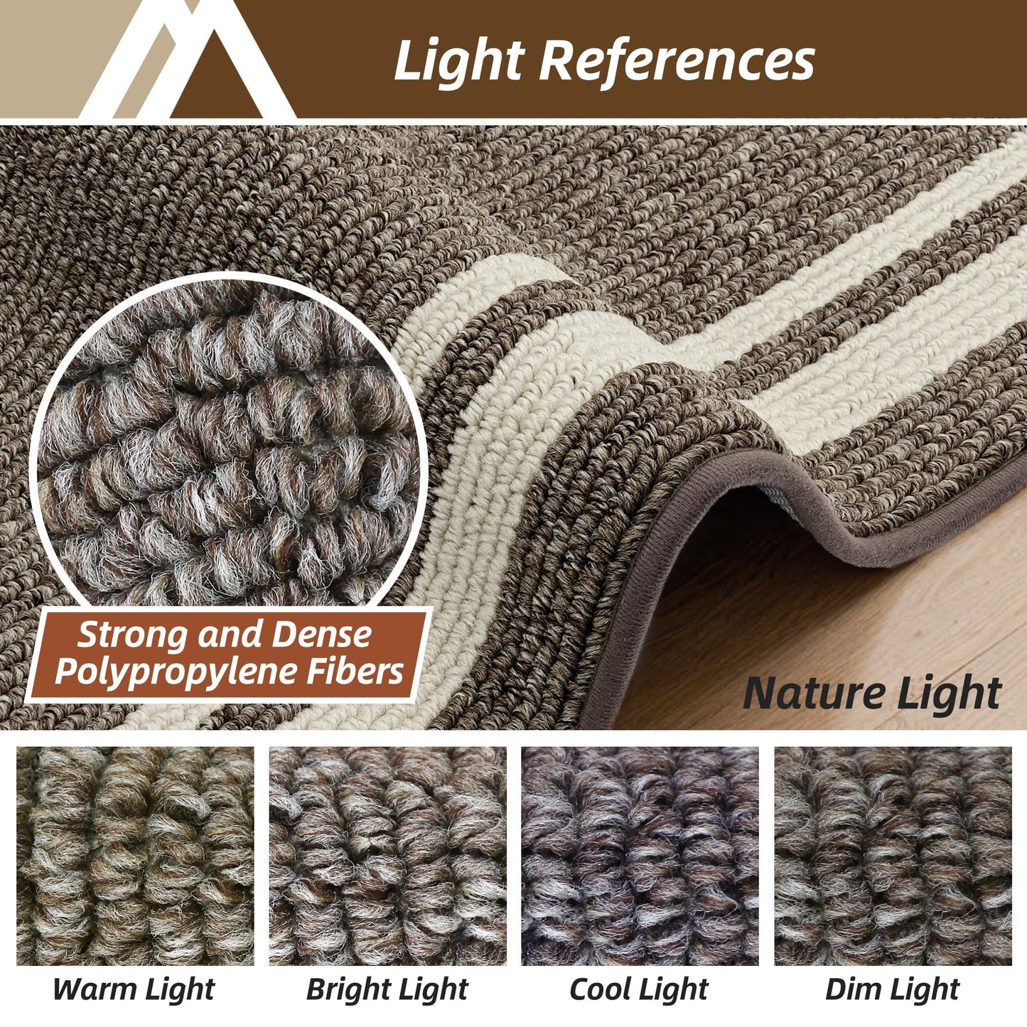 COSY HOMEER Kitchen Rugs Non-Slip 24x35/24x60 Inch Thick Polypropylene Standing Mat for Home Machine Washable, Brown Frame