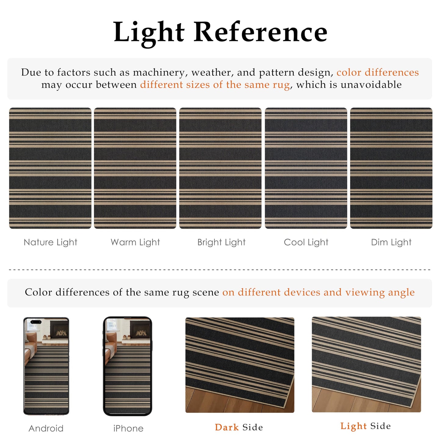 PureCozy Striped Easy Jute Rug 6x9 Black Living Room Carpet Washable Non Slip Bedroom Rug Farmhouse Neutral Non Shedding Indoor Outdoor Large Carpet for Dining Room Under Table Office