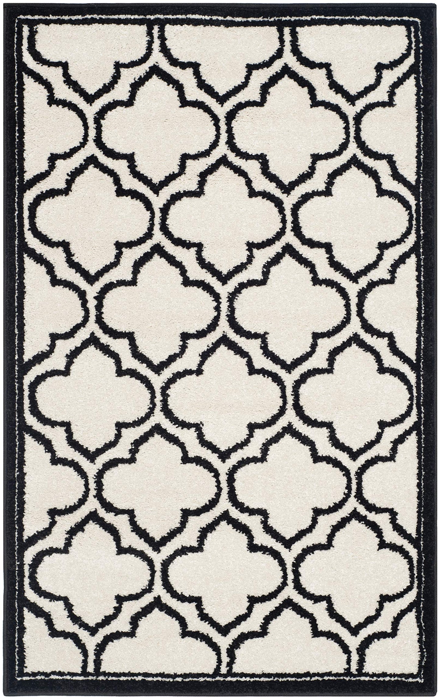 SAFAVIEH Amherst Collection Area Rug - 5'3" x 8', Ivory & Anthracite, Moroccan Geometric Design, Non-Shedding & Easy Care, Ideal for High Traffic Areas in Living Room, Bedroom (AMT412D)