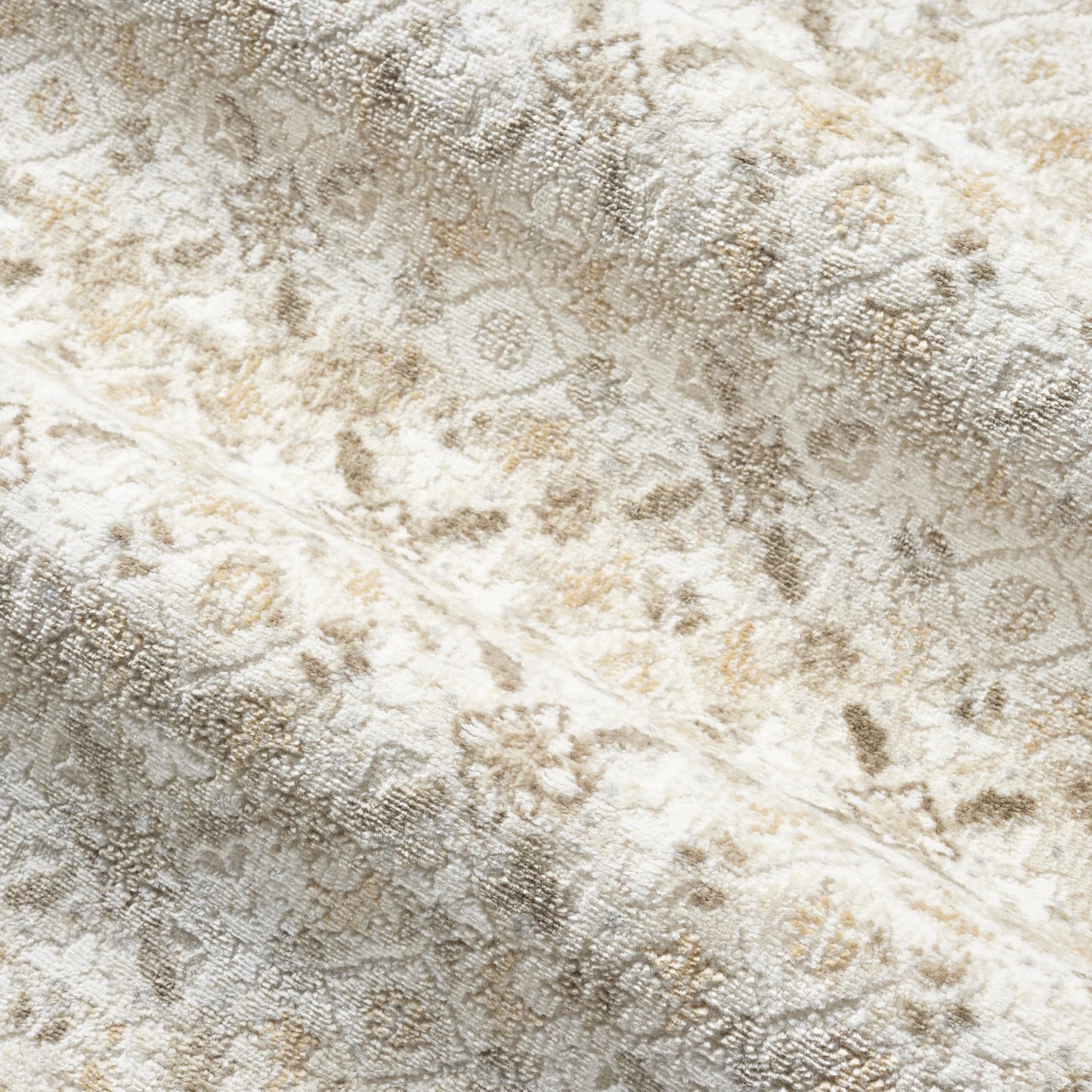 Nicole Miller NEW YORK Mirella Distressed Border Indoor Area Rug, Soft Textured Rug, Ivory/Beige, 5'2"x7'2"