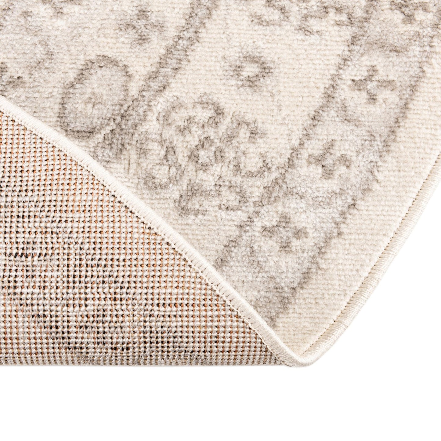 Rugs.com - Charlotte Rug – 5' 3 x 8' Oval Ivory Stain-Resistant Easy-Clean Rug – Rustic Old World Geometric Design for Living Rooms, Bedrooms, and Dining Rooms