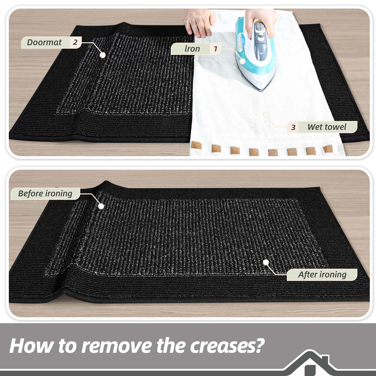 BEQHAUSE Indoor Door Mat 20" x 32", Dirt Trapper Door Mats Non-Slip Entryway Rugs Washable, Resist Dirt Absorbent Welcome Mat, Low Profile Floor Mats for Front Back Door and Entryway, Black