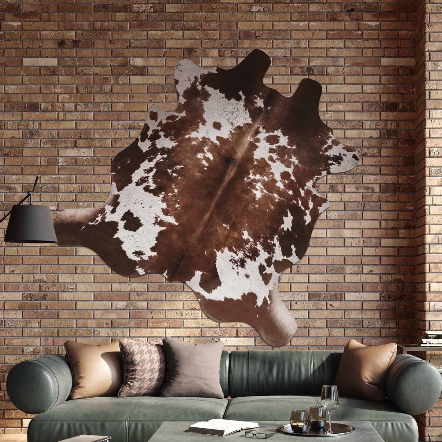 WARM HAVEN Cow Hide Faux Cowhide Rug: Cow Print Rug for Living Room Bedroom 4.6x5.2 Feet - Animal Print Skin Black and Brown Western