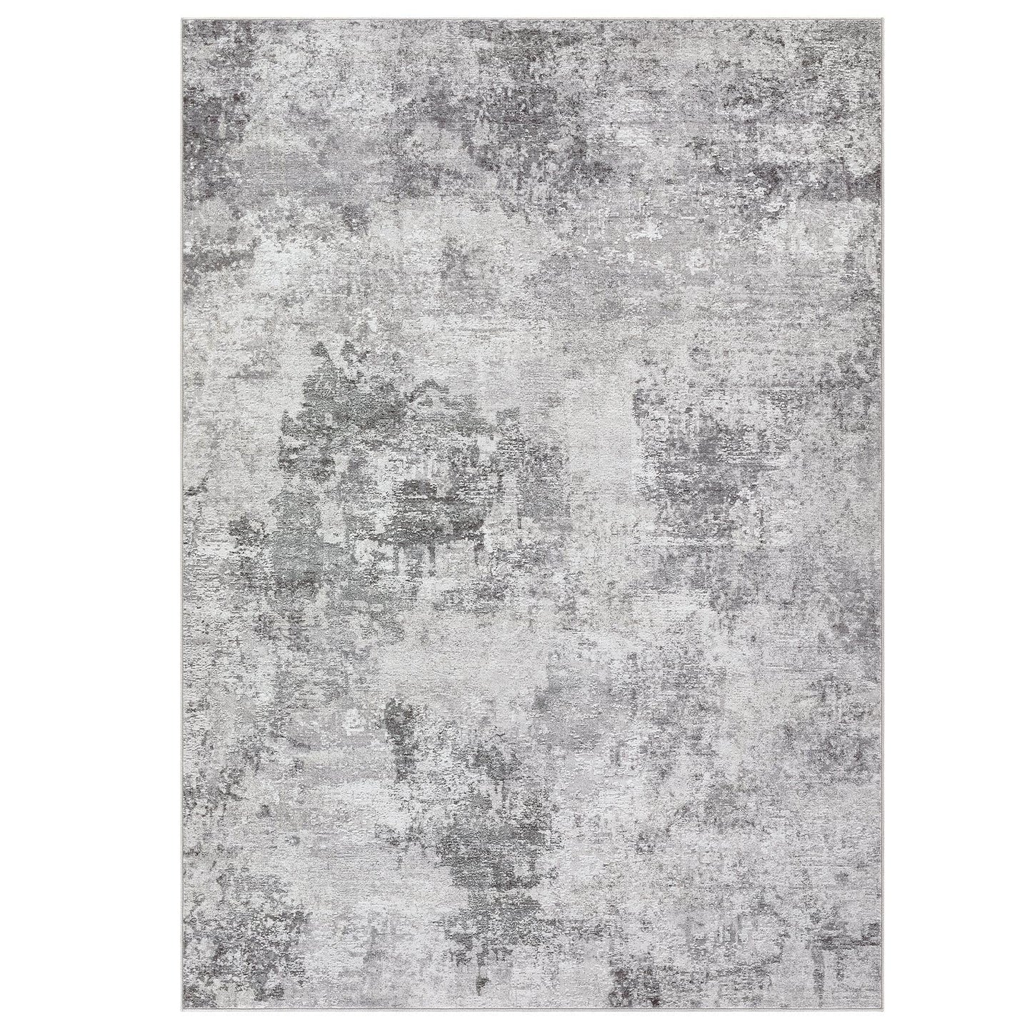 Tortania Washable 10x14 Area Rug for Living Room: Modern Abstract Neutral Large Soft Thin Rugs - Non Slip Indoor Carpet for Bedroom Dining Room Office Nursery Home Floor Decoration - Smoky Gray