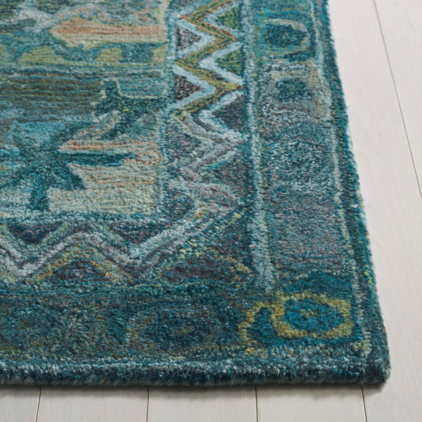 Safavieh Anatolia Collection Area Rug - 6' x 9', Aqua & Green, Handmade, Ideal for The Living Room, Bedroom, Dining Room (AN411Y-6)