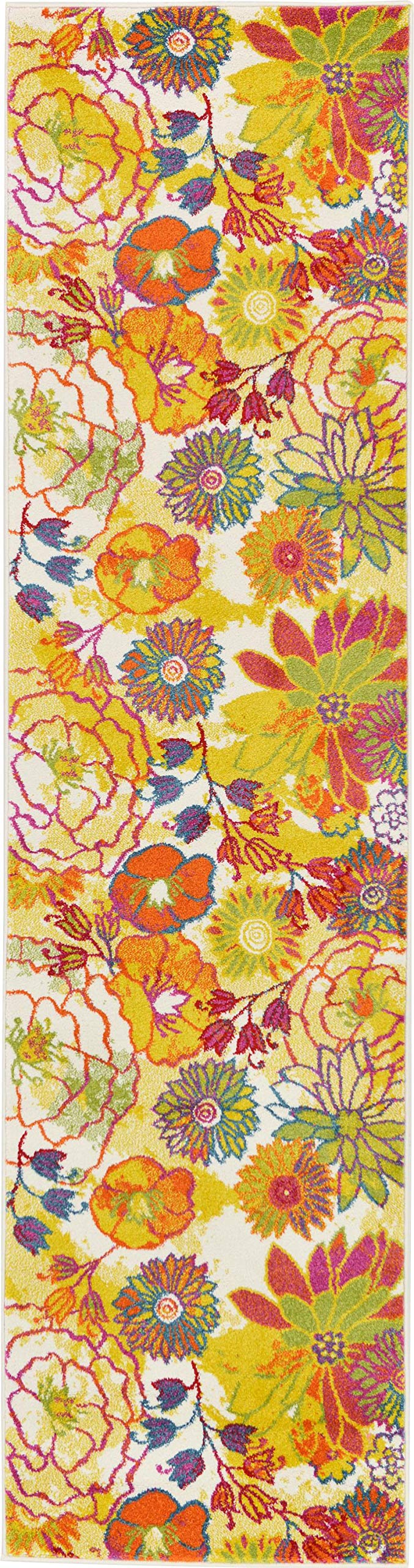 Unique Loom Lyon Collection Area Rug - Kennedy (2' 7" x 10' Runner, Ivory/ Green)