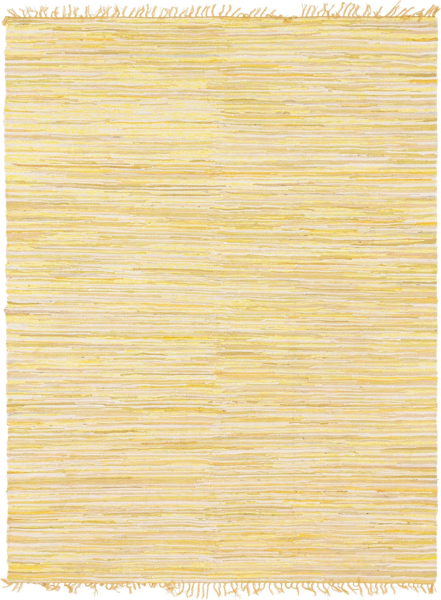Unique Loom Chindi Cotton Collection Soft Hand Woven Natural Fiber Striped Area Rug, 8 ft x 10 ft, Yellow/Ivory