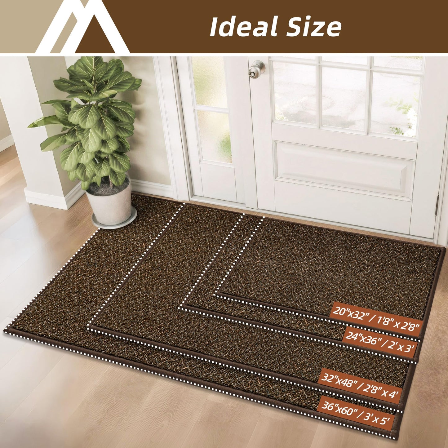 COSY HOMEER-Door-Mat 32"x48" Non Slip Absorbent Entryway Rugs Dirt Trapper Doormats Washable Entrance Mats Low Pile Welcome Floor Mat for Front Back Door and Entry Mats,Brown