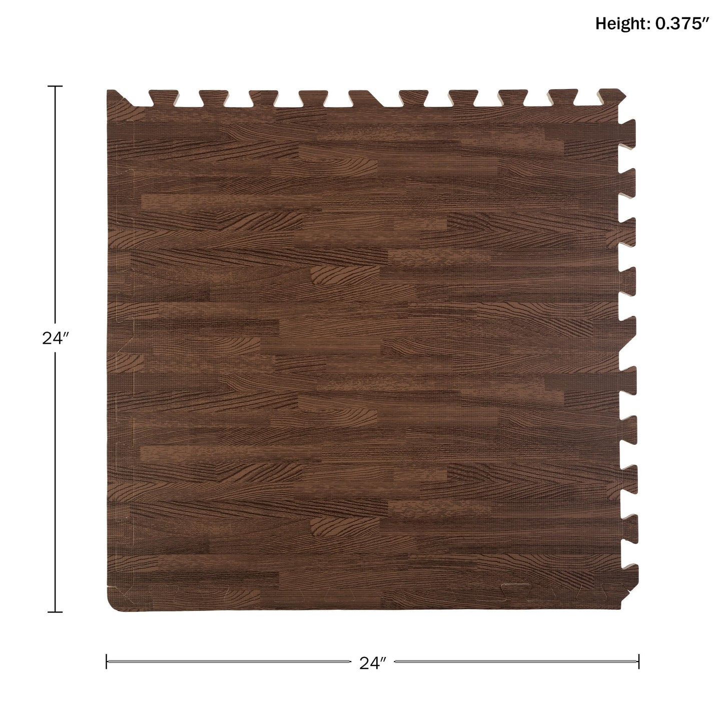 Foam Floor Tiles - 24sqft Wood Grain Interlocking Foam Tiles with Border - Soft Play Mat Playroom or Gym Flooring for Home Gym by Stalwart (Dark)