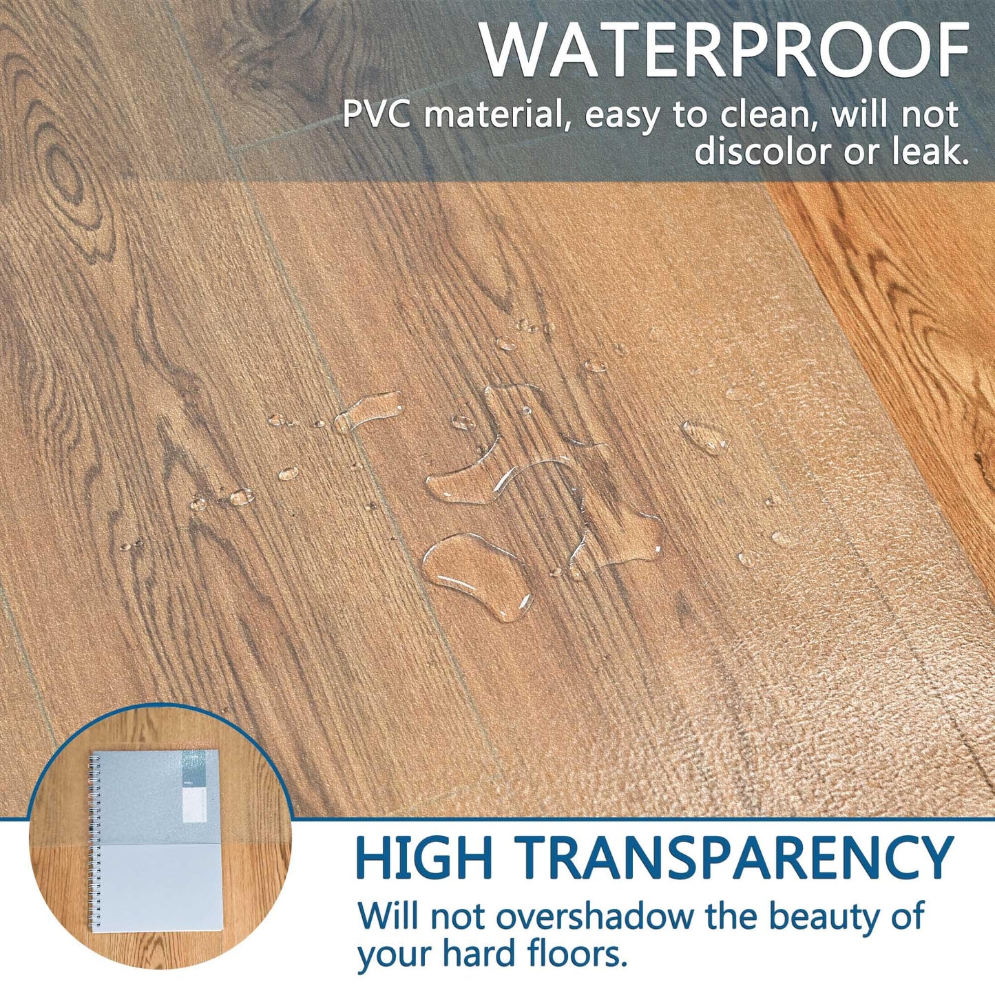 Futurwit Chair Mat for Hardwood Floor, 46" x 72" Clear Desk Chair Mats, Easy Glide Plastic Mat for Under Office Chair, Rectangle