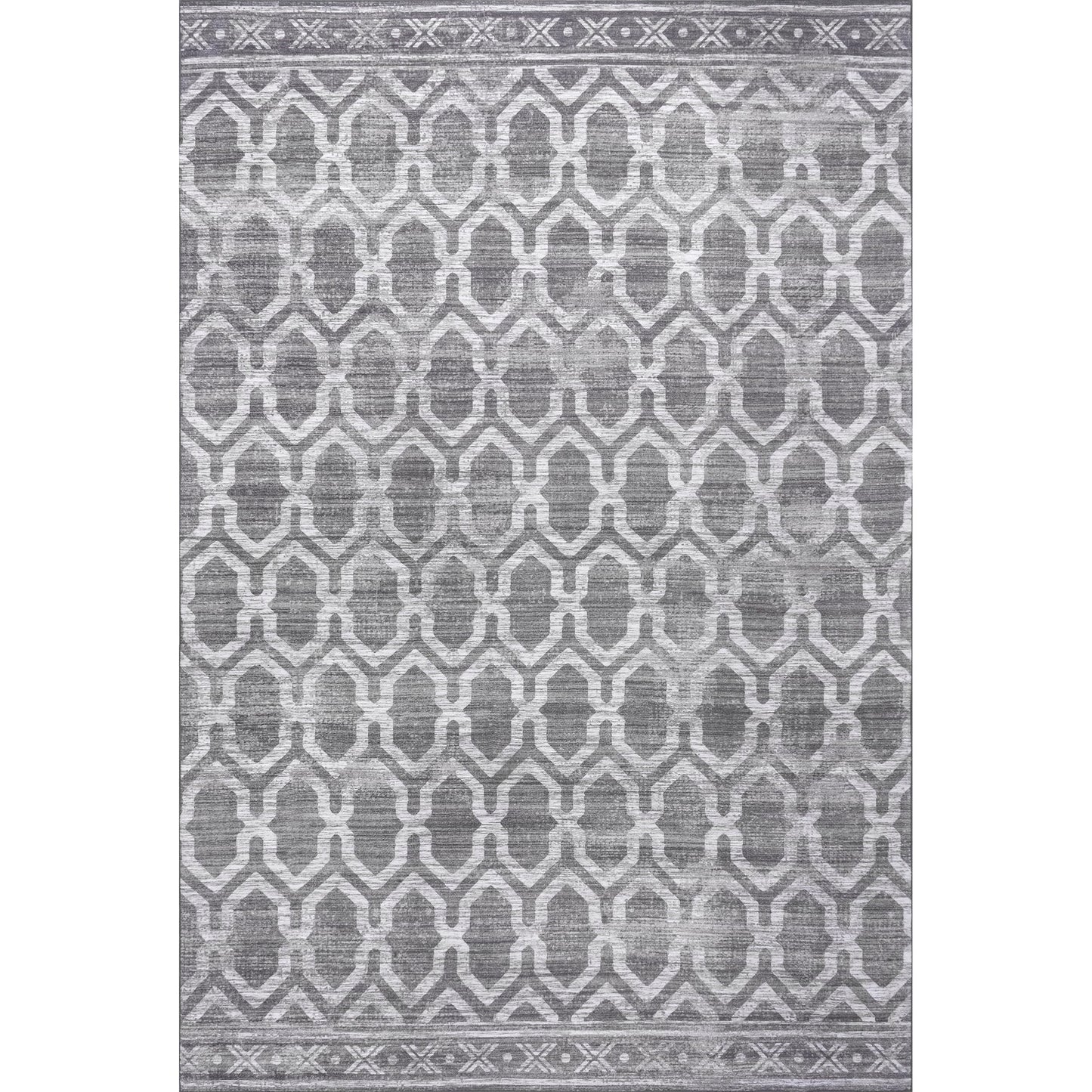 nuLOOM FAE Geometric Machine Washable Indoor/Outdoor Area Rug, 8' Square, Gray