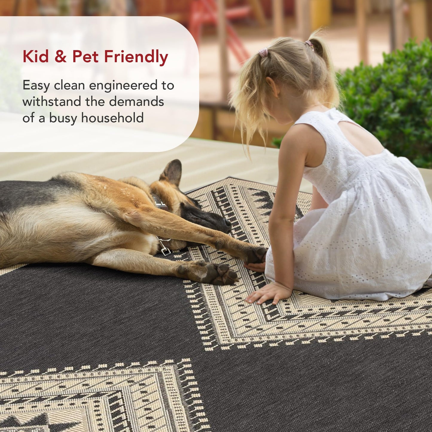 Nuloom Outdoor Performance Collection Landry Charcoal/Ivory, 4' x 6', Soft, High Traffic, Stain Resistant, Easy Clean, Durable Area Rug for Indoor/Outdoor Patio, Deck, Porch, Garden, Courtyard