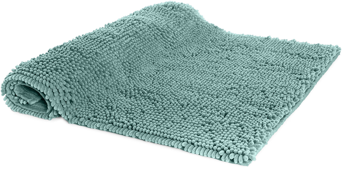 Amazon Basics Bathroom Rugs, Extra Soft Absorbent Shag Bath Rugs, Non-Slip Backing, Quick Drying, Machine Washable, Plush Comfort for Bathroom Floor, Tub and Shower, 21" x 34", Seafoam Green