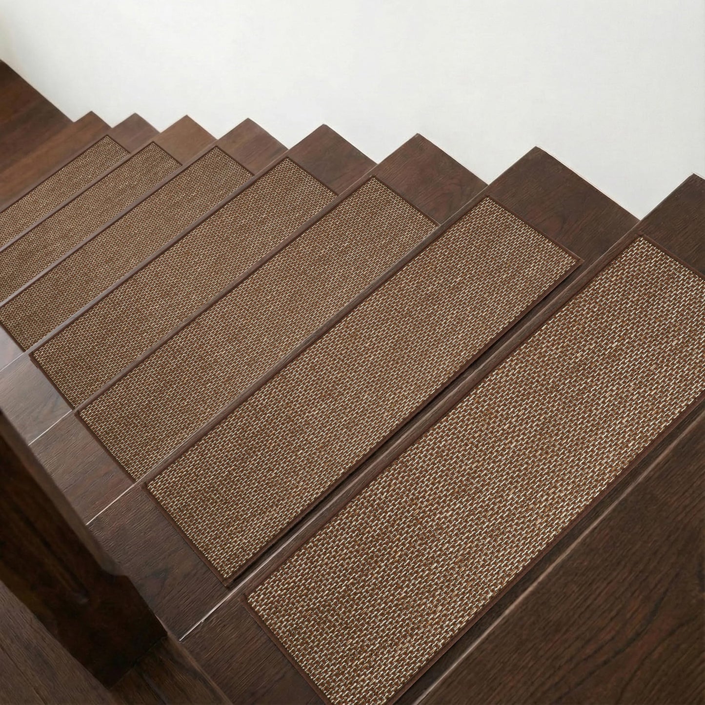 RULDGEE Stair Treads Non Slip for Wooden Steps Indoor 9"x30",15 Pack Stair Runner Peel and Stick Carpet Stair Treads for Kids and Dogs,Machine Washable,Brown