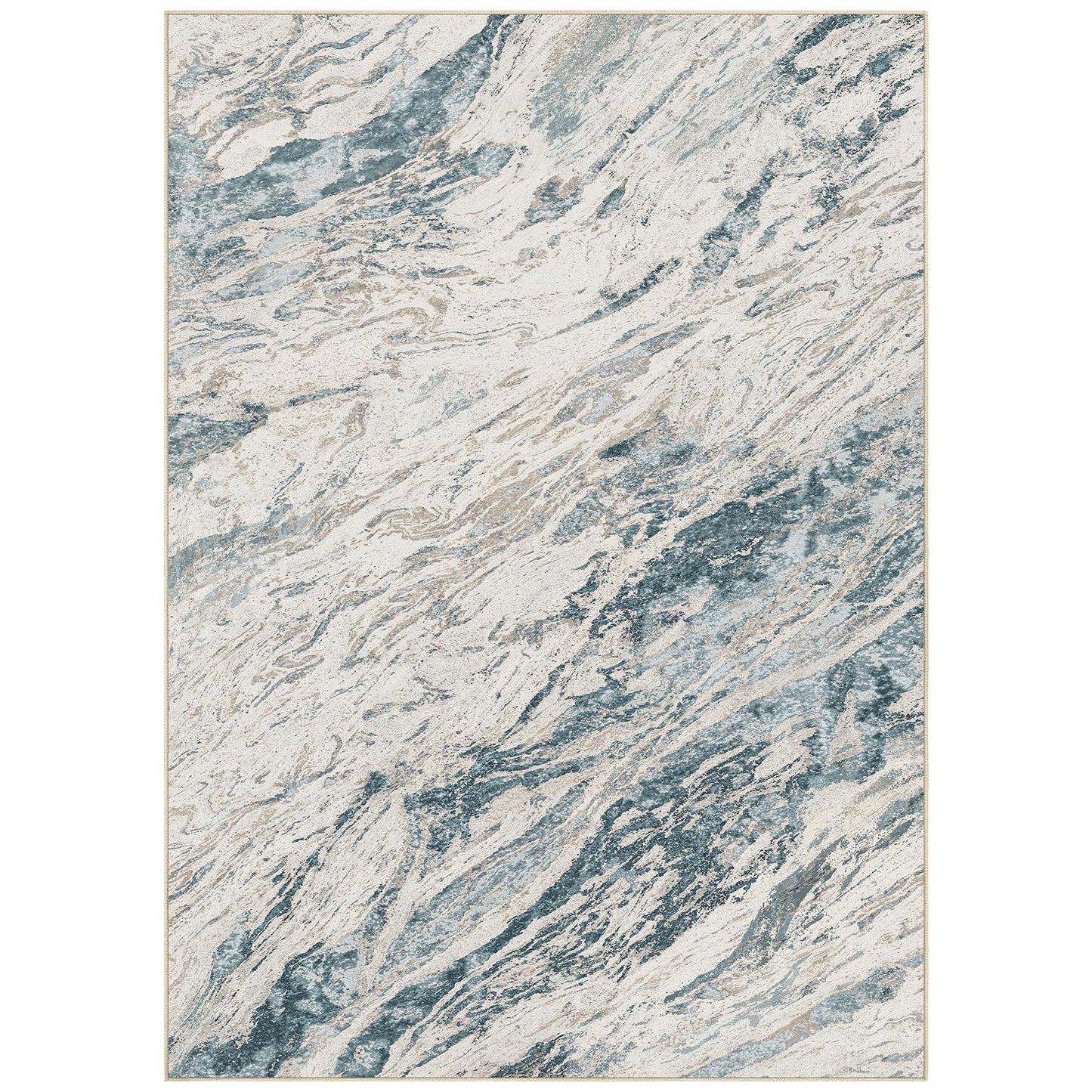 Micgeek Area Rugs for Living Room: 9X12 Abstract Washable Rug Modern Neutral Large Soft Stain Resistant Non-Slip for Bedroom Dining Room Indoor Home Office Carpet - Blue Brown