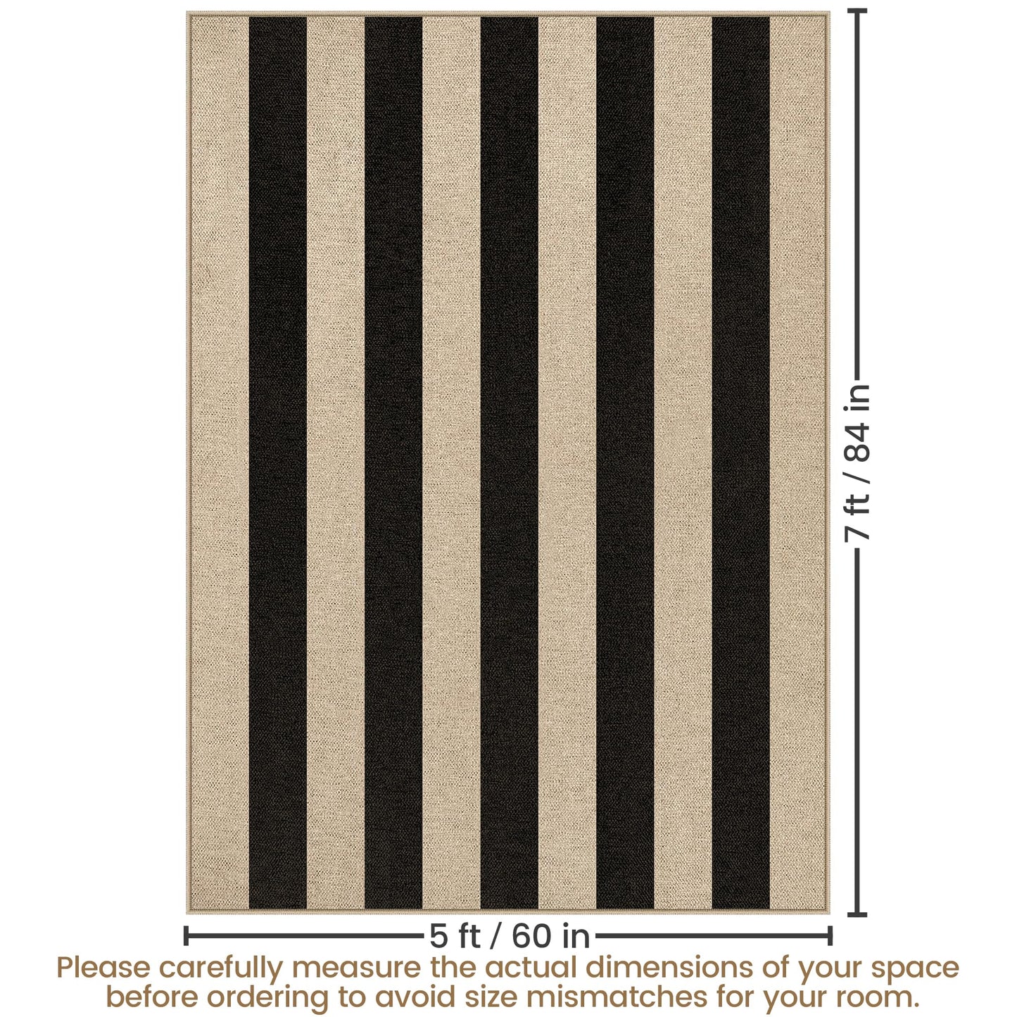 JROSING Washable Striped Easy Jute Rug 5x7, Modern Geometric Abstract Outdoor Indoor Patio Farmhouse Large Rugs, Woven Non Slip Thin Carpet Mat for Living Dining Room Bedroom Classroom Kids Nursery