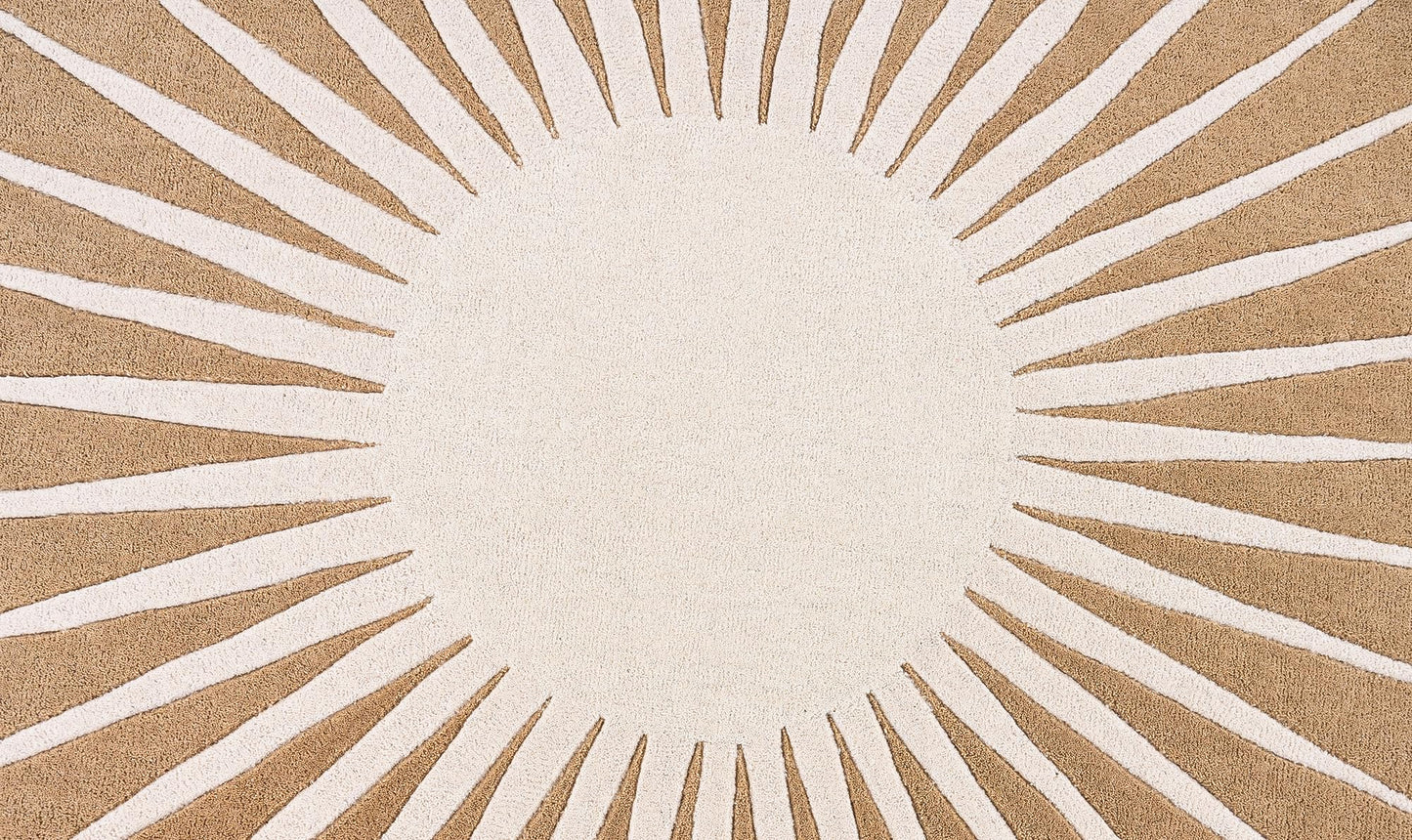 Restoration and Renovation Modern Round Area Rug – Hand-Tufted with 100% NZ Wool, Thick & Soft Circular Carpet for Living Room, Bedroom & Dining Room Decor (Warm Natural, 3' Round)