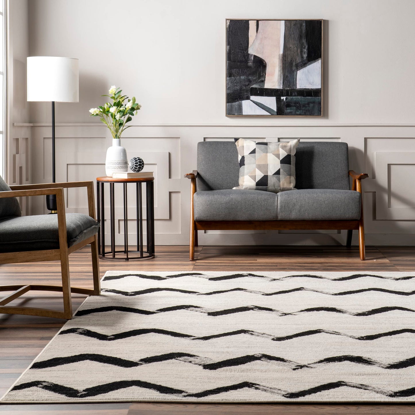 nuLOOM Addison Modern Chevrons Area Rug, 4x6, Grey