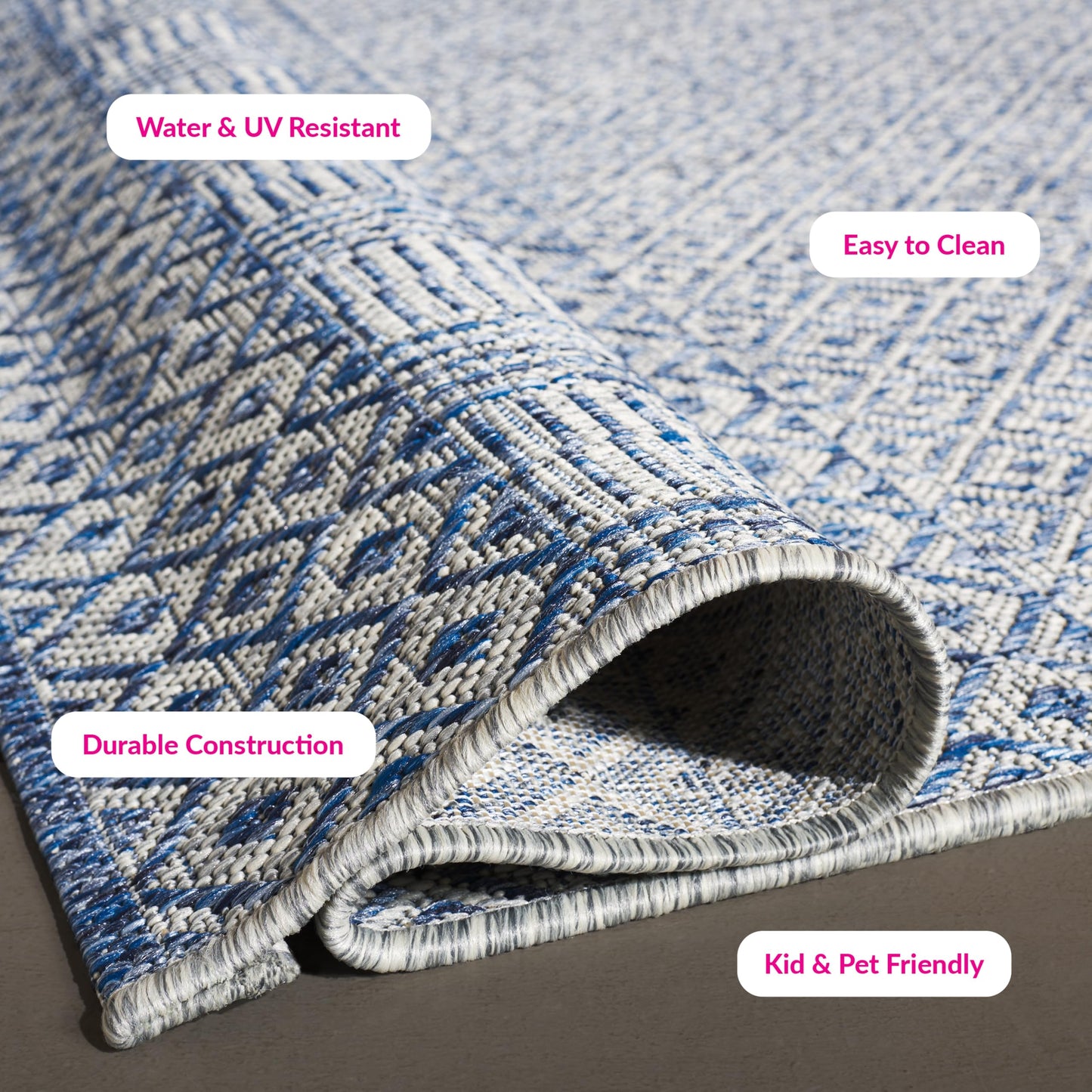 SAFAVIEH Courtyard Collection 2'3" x 14' Grey/Blue CY8235 Indoor/ Outside Waterproof Easy cleansingPatio Backyard Mudroom Runner Mat