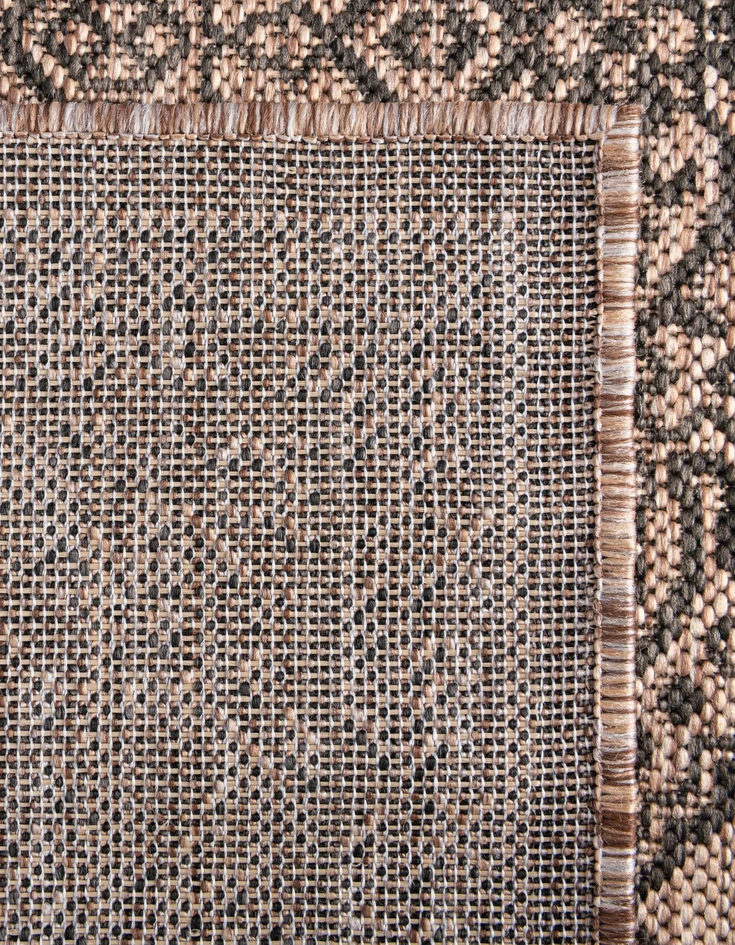 Unique Loom Outdoor Traditional Collection Area Rug - Antique (7' 10" Square Beige/Black)
