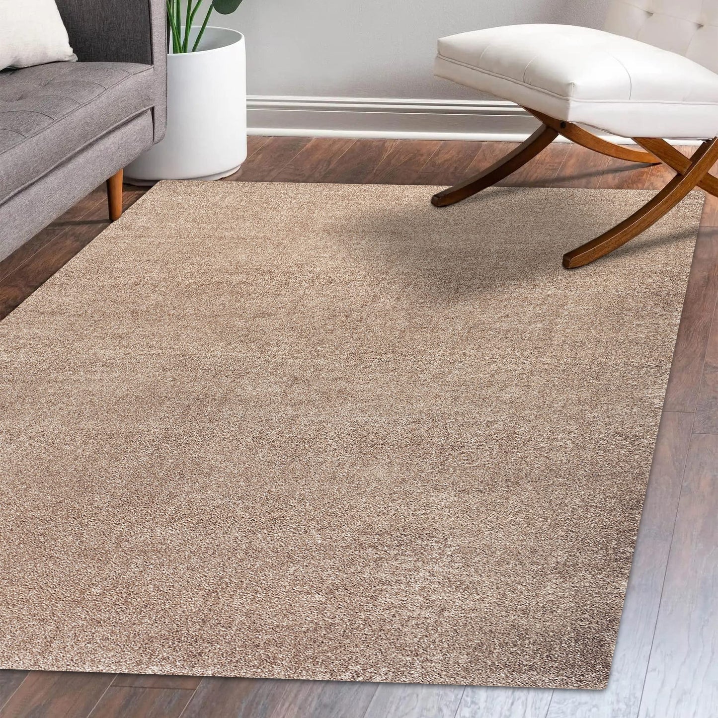 Eyely Solid Low-Pile Area Rug 3 X 5 Beige, Coastal Indoor Rug