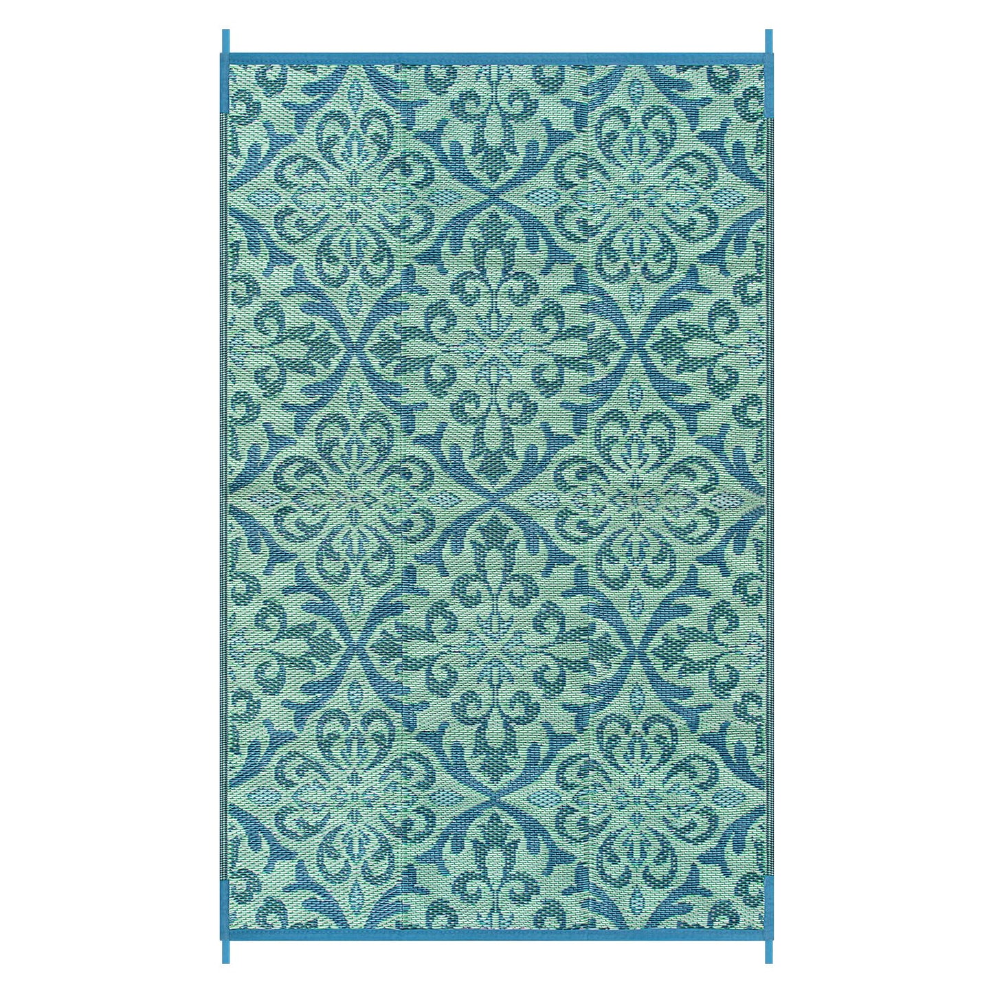 Lahome Waterproof Outdoor Rug 6x9 ft, Reversible Plastic Straw Patio Rug for Camping, RV Mat Outside, Indoor Outdoor Carpet for Porch Deck Backyard Camper Picnic, Light Blue and Green 6x9