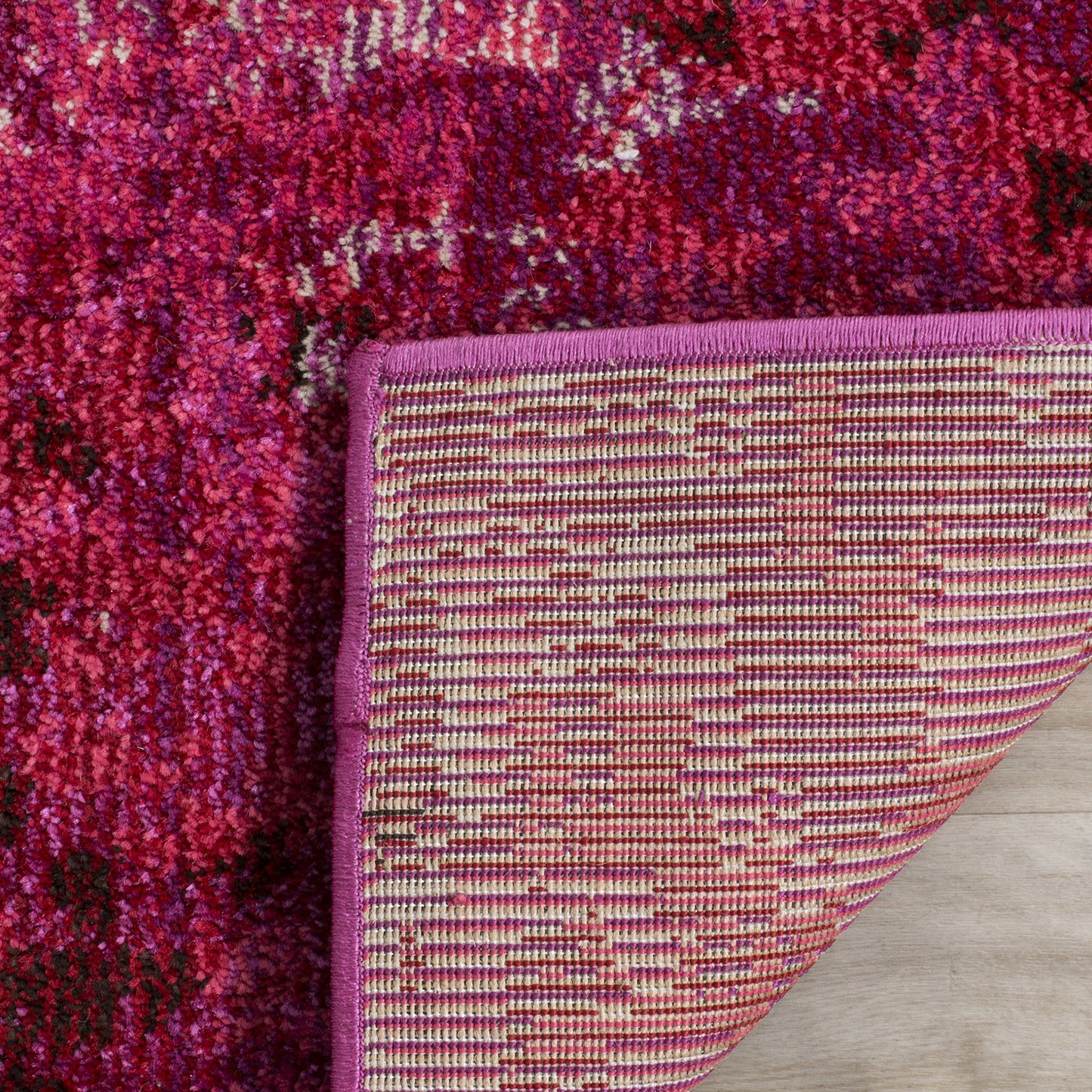 SAFAVIEH Monaco Collection Area Rug - 6'7" x 9'2", Fuchsia, Boho Chic Abstract Watercolor Design, Non-Shedding & Easy Care, Ideal for High Traffic Areas in Living Room, Bedroom (MNC225F)