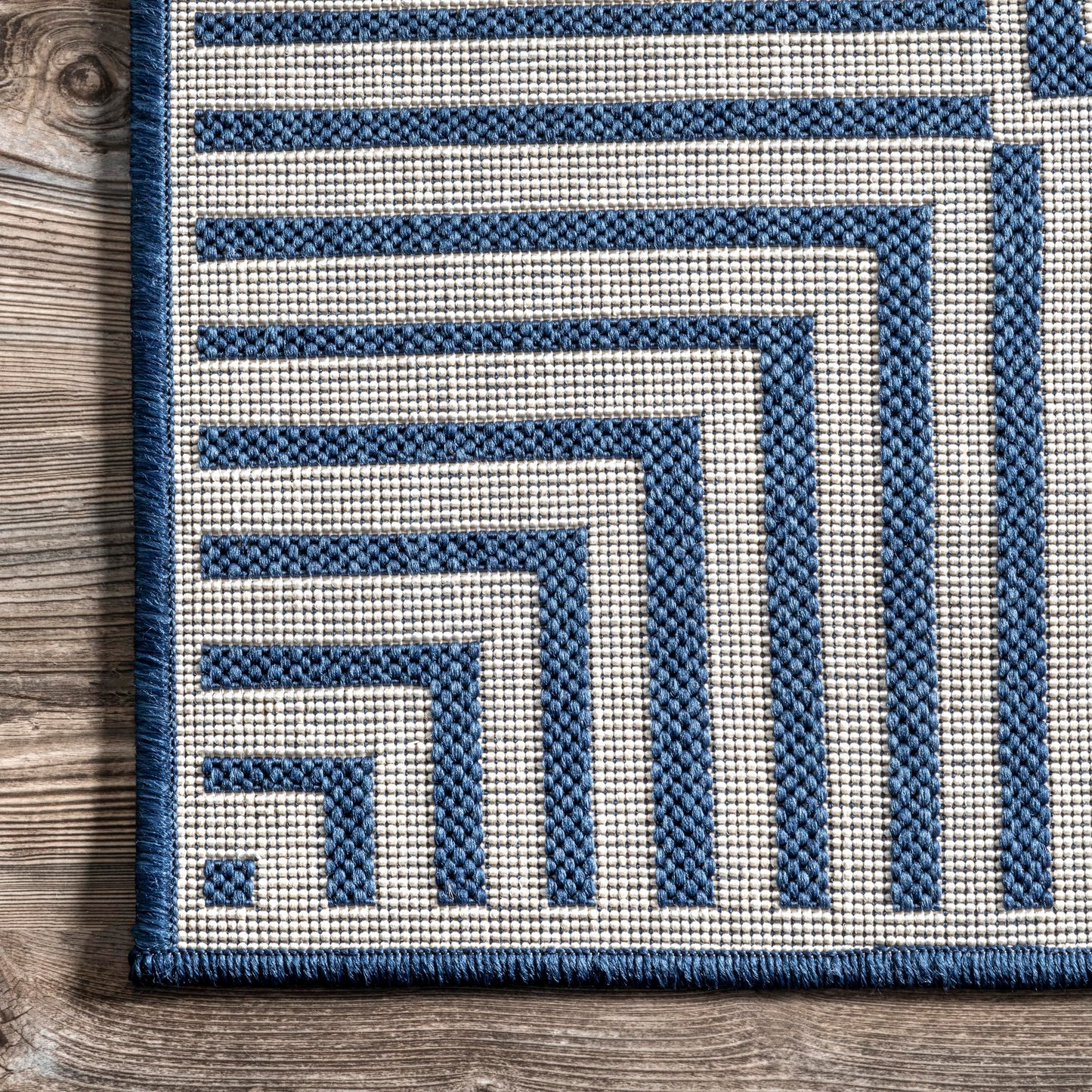 Nuloom Asha Navy/Ivory, 5' x 8', Casual, Striped Border, Soft and Cozy, High Traffic, Easy Clean, Durable Area Rug for Indoor/Outdoor Patio, Deck, Porch, Garden, Courtyard