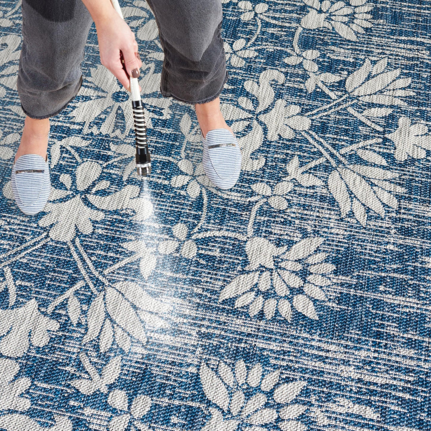 SAFAVIEH Courtyard Collection 9' x 12' Navy/Grey CY8064 Indoor/-Outdoor Waterproof Easy-Cleaning Patio Backyard Mudroom Area-Rug