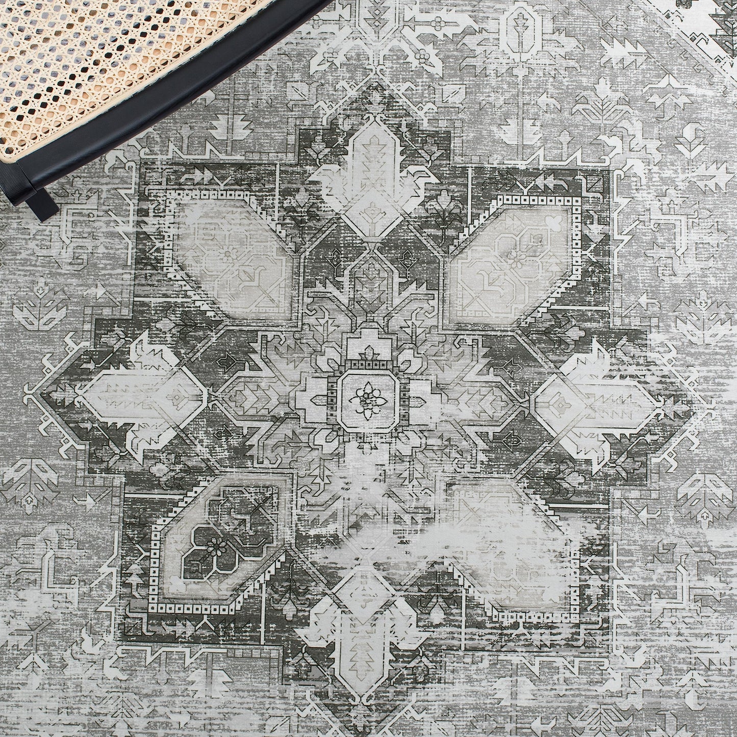 SAFAVIEH Washable Rug Tucson Collection - 5' Square, Dark Sage & Ivory, Slip Resistant & Easy to Clean, Ideal for Living Room, Bedroom, Dining Space (TSN102F)