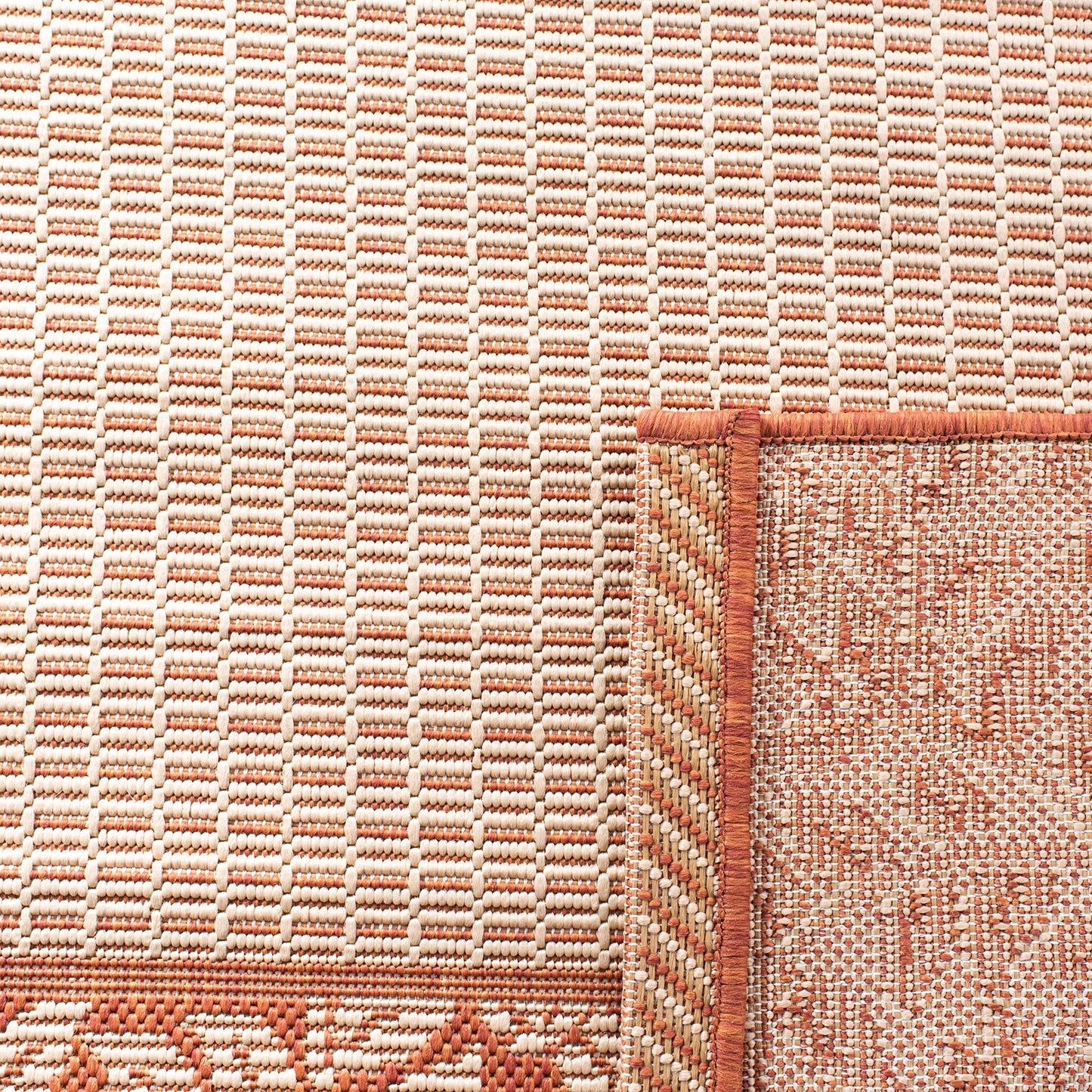 SAFAVIEH Washable Rug Outdoor Courtyard Collection - 2'3" x 6'7" Runner, Natural & Terracotta, Non-Shedding & Easy Cleaning, Ideal for Patio, Entryway, Mudroom, Hallway, Kitchen (CY0727-3201)