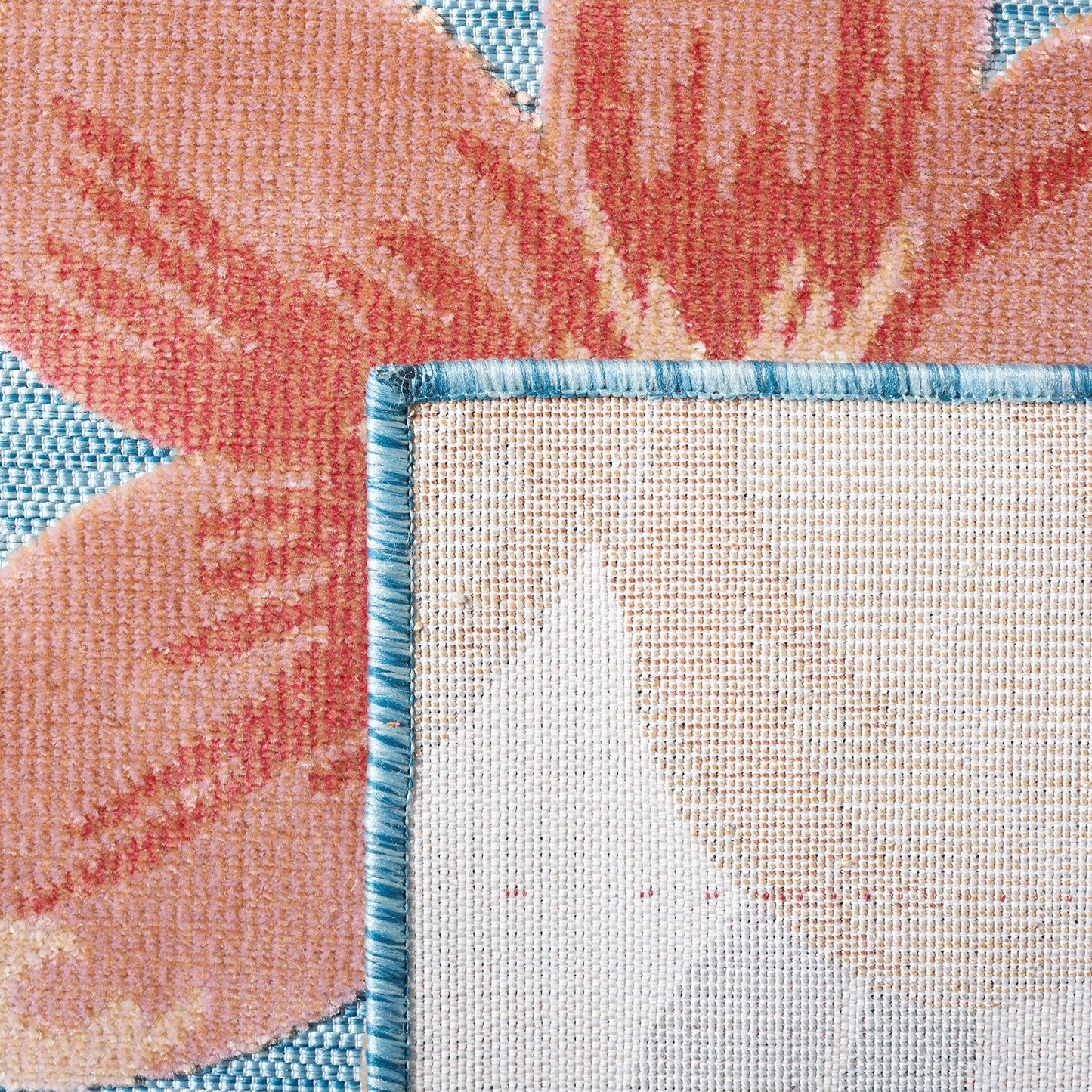 SAFAVIEH Washable Rug Outdoor Cabana Collection - 8' x 10', Aqua & Rust, Non-Shedding & Easy to Clean, Ideal for Patio, Backyard, Mudroom (CBN454J)