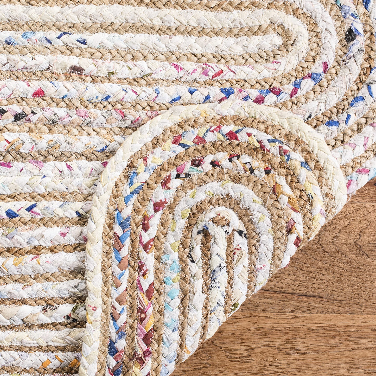 SAFAVIEH Cape Cod Collection Accent Rug - 3' x 5', Ivory & Multi, Handmade Braided Jute & Cotton, Ideal for High Traffic Areas in Entryway, Living Room, Bedroom (CAP208A)