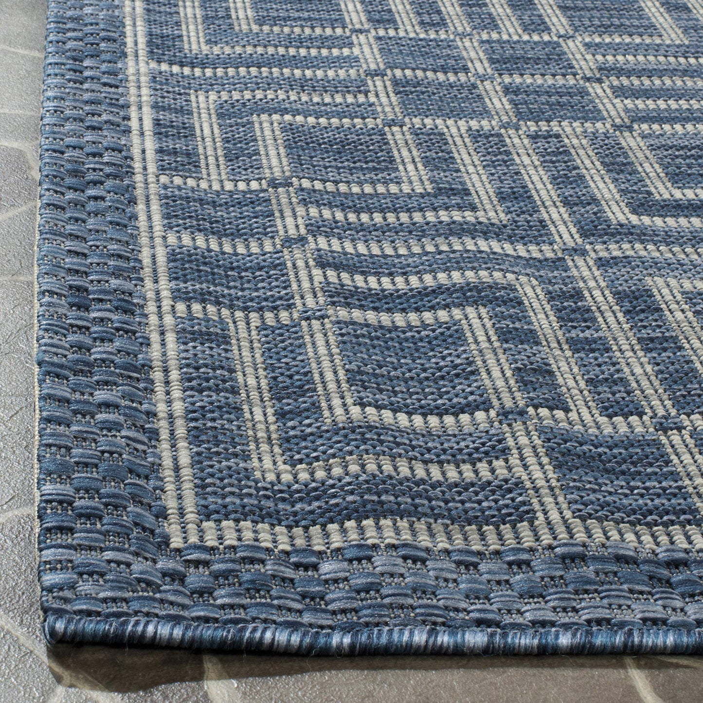 SAFAVIEH Courtyard Collection 2'3" x 8' Navy/Grey CY8467 Indoor/ Outdoor Waterproof Easy Cleaning Patio Backyard Mudroom Runner Rug