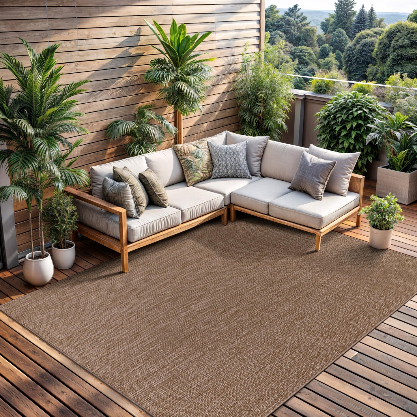 CAMILSON Outdoor Rug 8x10 Modern Area Rugs for Indoor and Outdoor Patios and Porches - Waterproof, Washable, Non-Shedding, Easy-to-Clean Outside Carpet (8 x 10, Solid - Jute)
