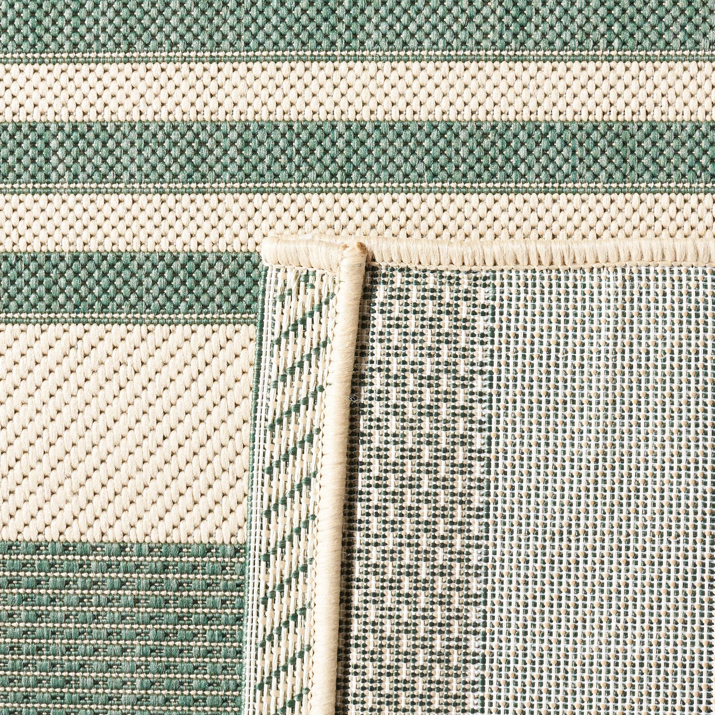 SAFAVIEH Courtyard Collection 2'7" x 5' Beige/Dark Green CY6062 Stripe Indoor/ Outside Waterproof Easy cleansingPatio Backyard Mudroom Area Mat