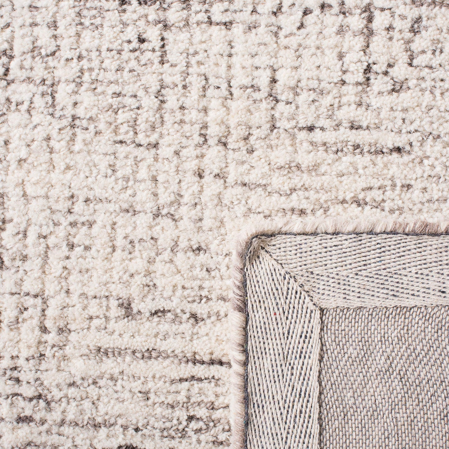 SAFAVIEH Abstract Collection 6' Round Ivory/Grey ABT349F Handmade Premium Wool Area Rug