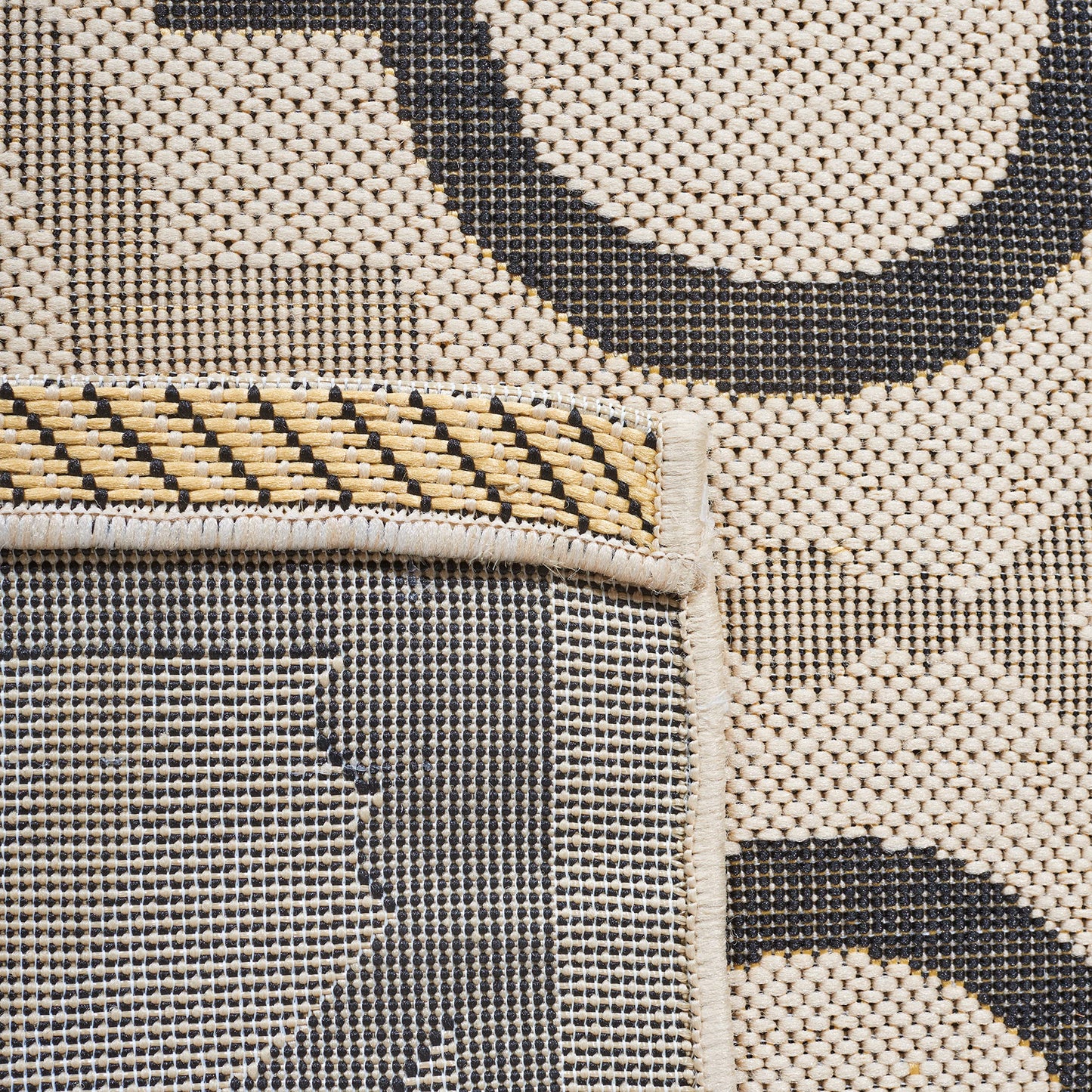 SAFAVIEH Washable Rug Outdoor Courtyard Collection - 2'3" x 6'7" Runner, Beige & Black, Non-Shedding & Easy Cleaning, Ideal for Patio, Entryway, Mudroom, Hallway, Kitchen (CY7938-256A21)