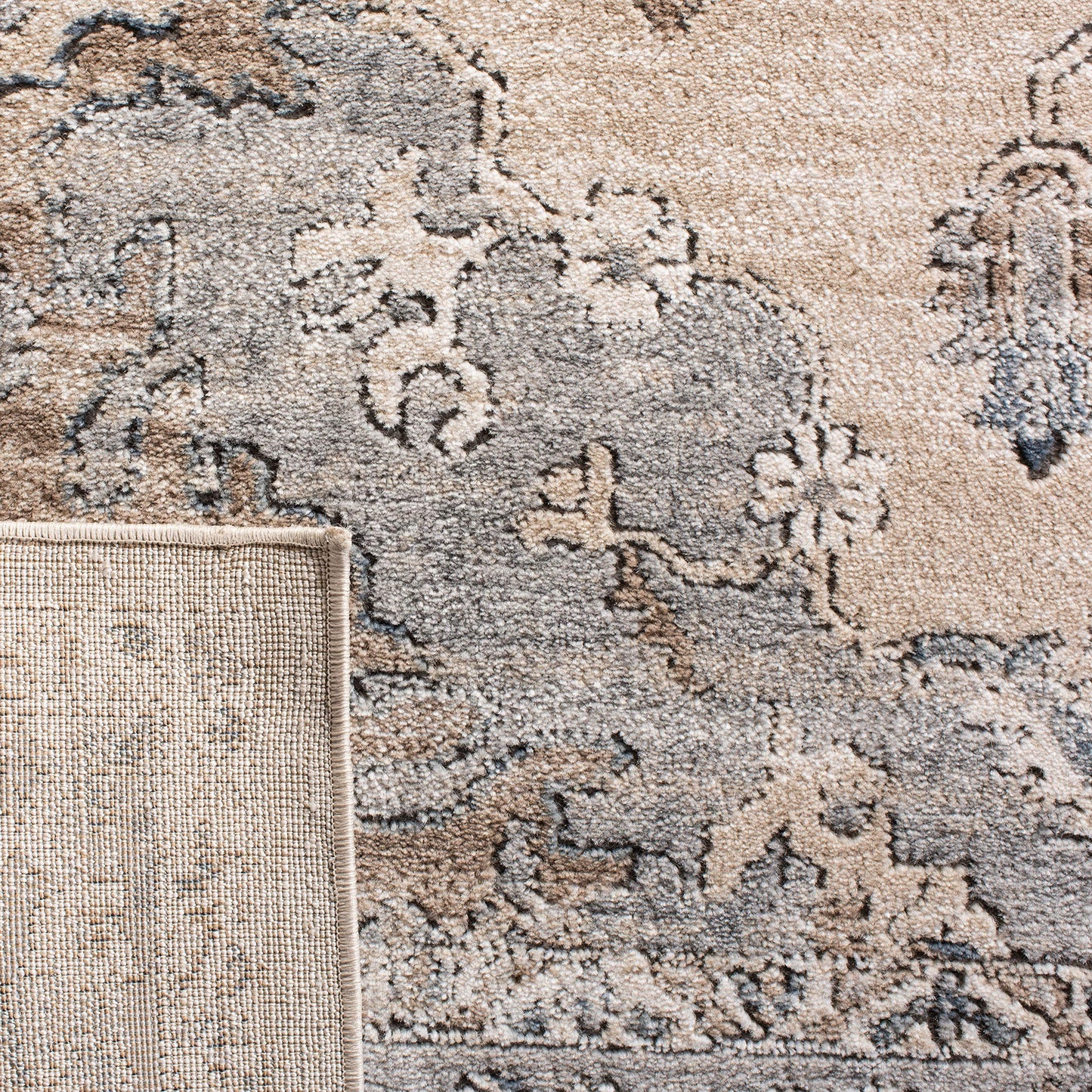 SAFAVIEH Area Rug 8x10 - Oregon Collection - Large - Beige & Grey, Oriental Distressed Design, Non-Shedding & Easy Cleaning, Ideal for Living Room, Bedroom, Office, Dining Space (ORE898B)