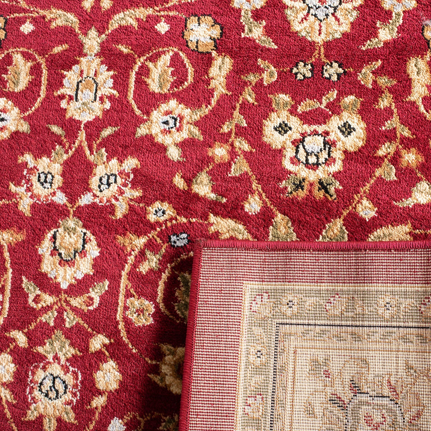 SAFAVIEH Lyndhurst Collection Area Rug - 10' x 14', Red & Ivory, Traditional Oriental Design, Non-Shedding & Easy Care, Ideal for High Traffic Areas in Living Room, Bedroom (LNH312A)