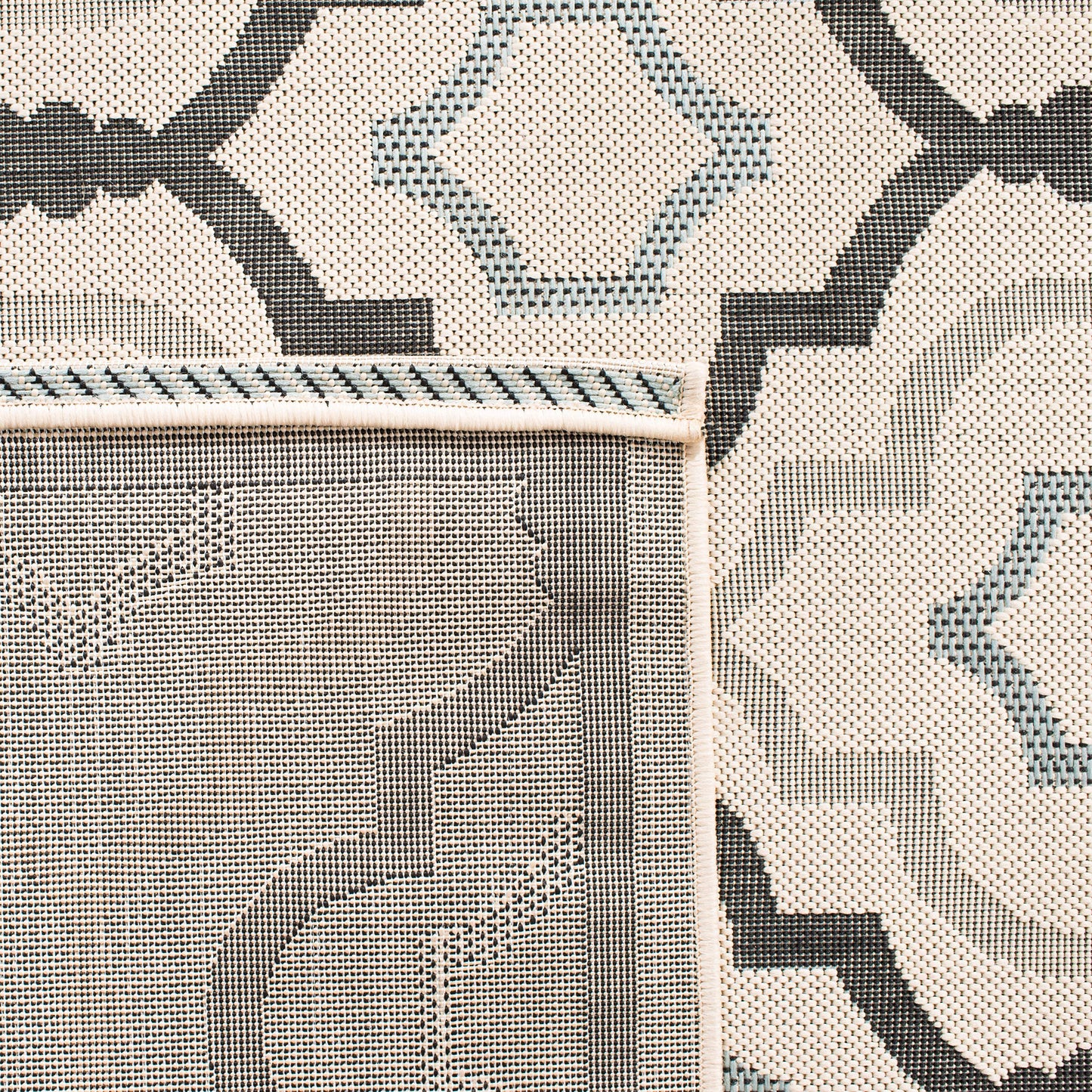 SAFAVIEH Washable Rug Outdoor Courtyard Collection - 4' x 5'7", Beige & Black, Non-Shedding & Easy Cleaning, Ideal for Patio, Backyard, Mudroom (CY7938-256A18)